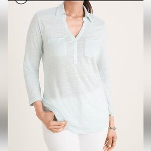 Chico's Linen Button Mint Top. Size Medium/Chico’s 1.